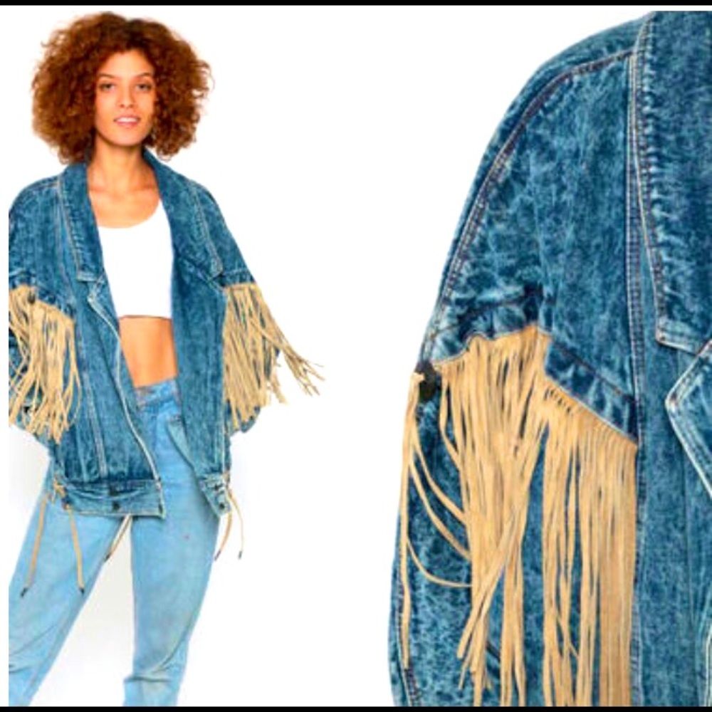 Vintage leather fringe jacket